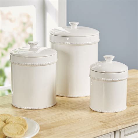 wayfair white metal canisters